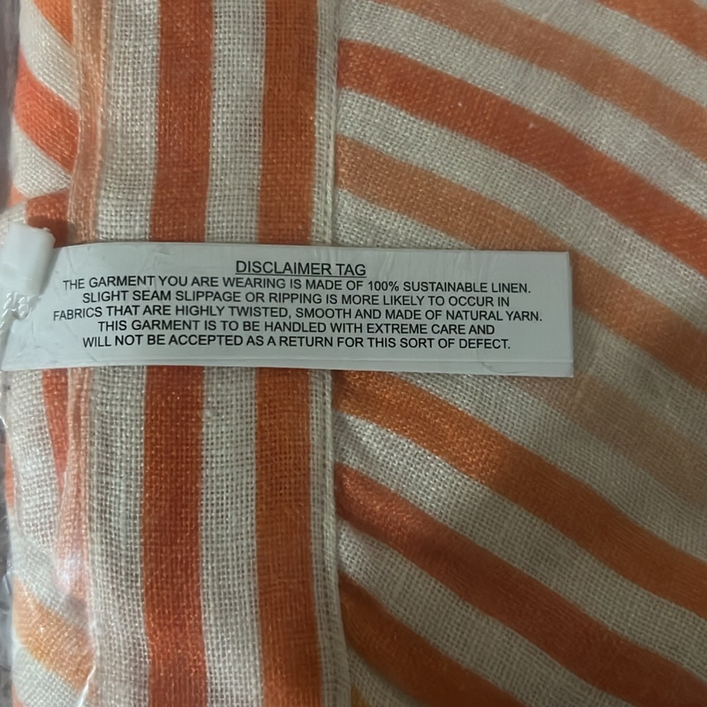 INDIGO SWIMWEAR Linen Cotton Wrap Coverup Maxi Skirt Multi Orange Striped M - Picture 5 of 8